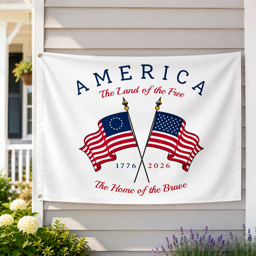 Personalized House Flag America The Land Of The Free Gift HN590 - Banner House Flag GradoCreations