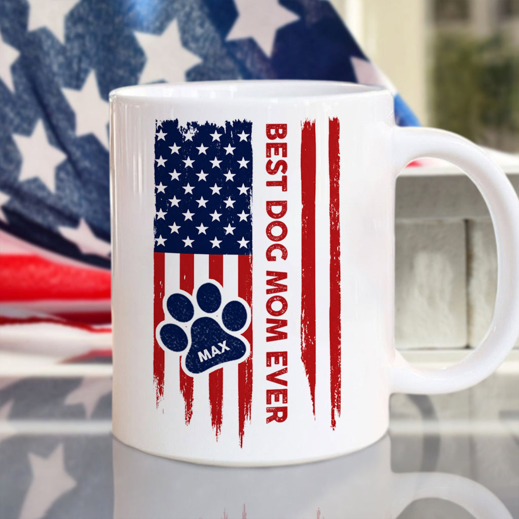 Personalized Dog Dad Mug American Flag Gift for Dog Lover HN590 - mug GradoCreations