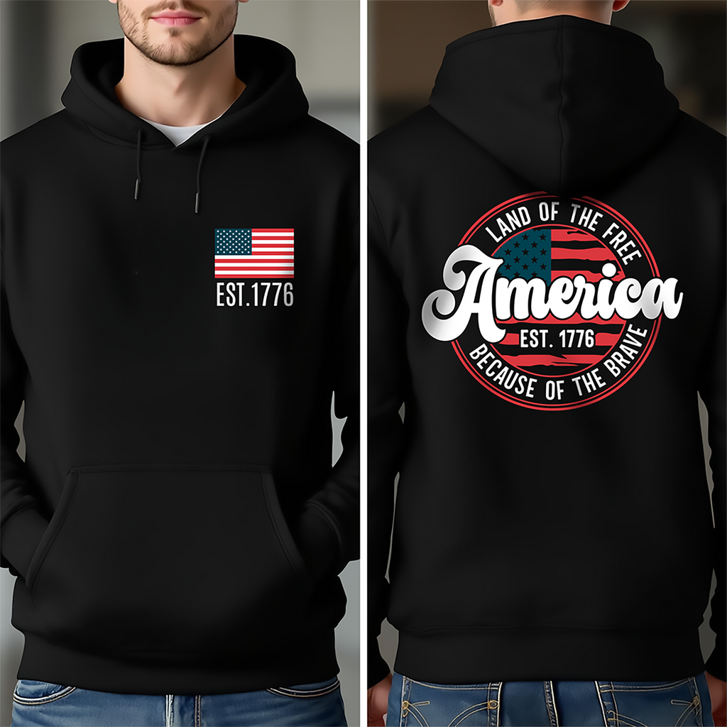 Personalized America Est 1776 T-Shirt Gift for Dad | Independence Day HN590 - Back&Front Shirt GradoCreations