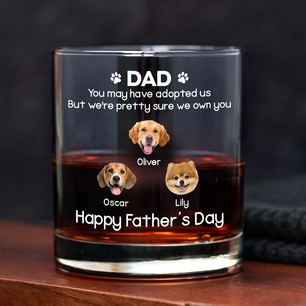 Personalized Dog Photo Whiskey Glass Custom Gift for Dad HN590 - Print Rock Glass GradoCreations