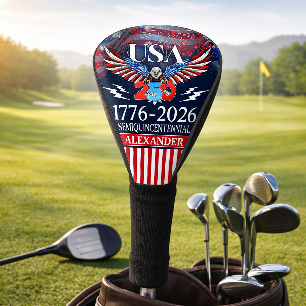 Personalized Golf Club Head Cover 250 Years America Gift for Dad HN590 - Golf Club Head Cover GradoCreations