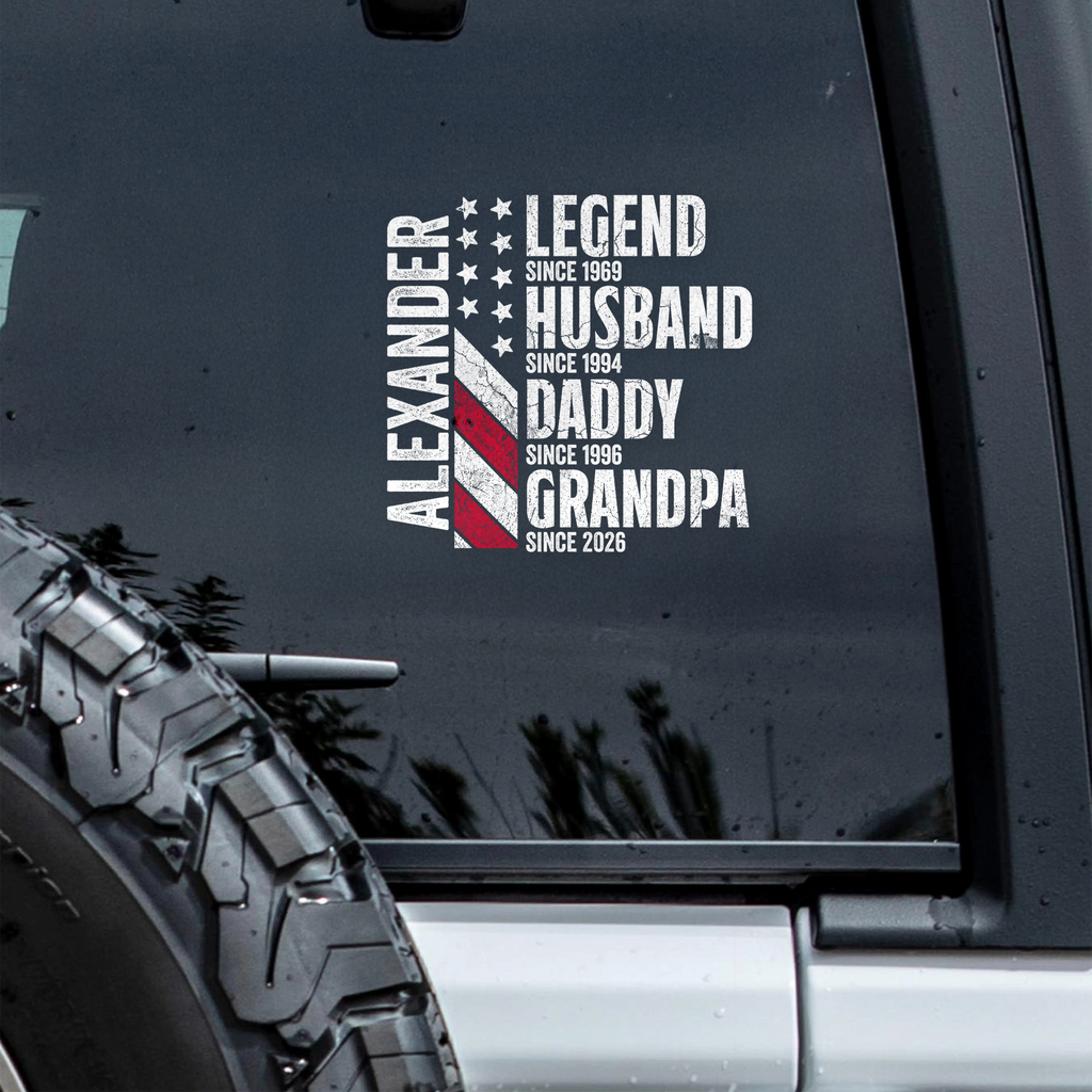 Personalized Dad Grandpa Car Decal Sticker Custom Family Gift Decal Sticker GradoCreations