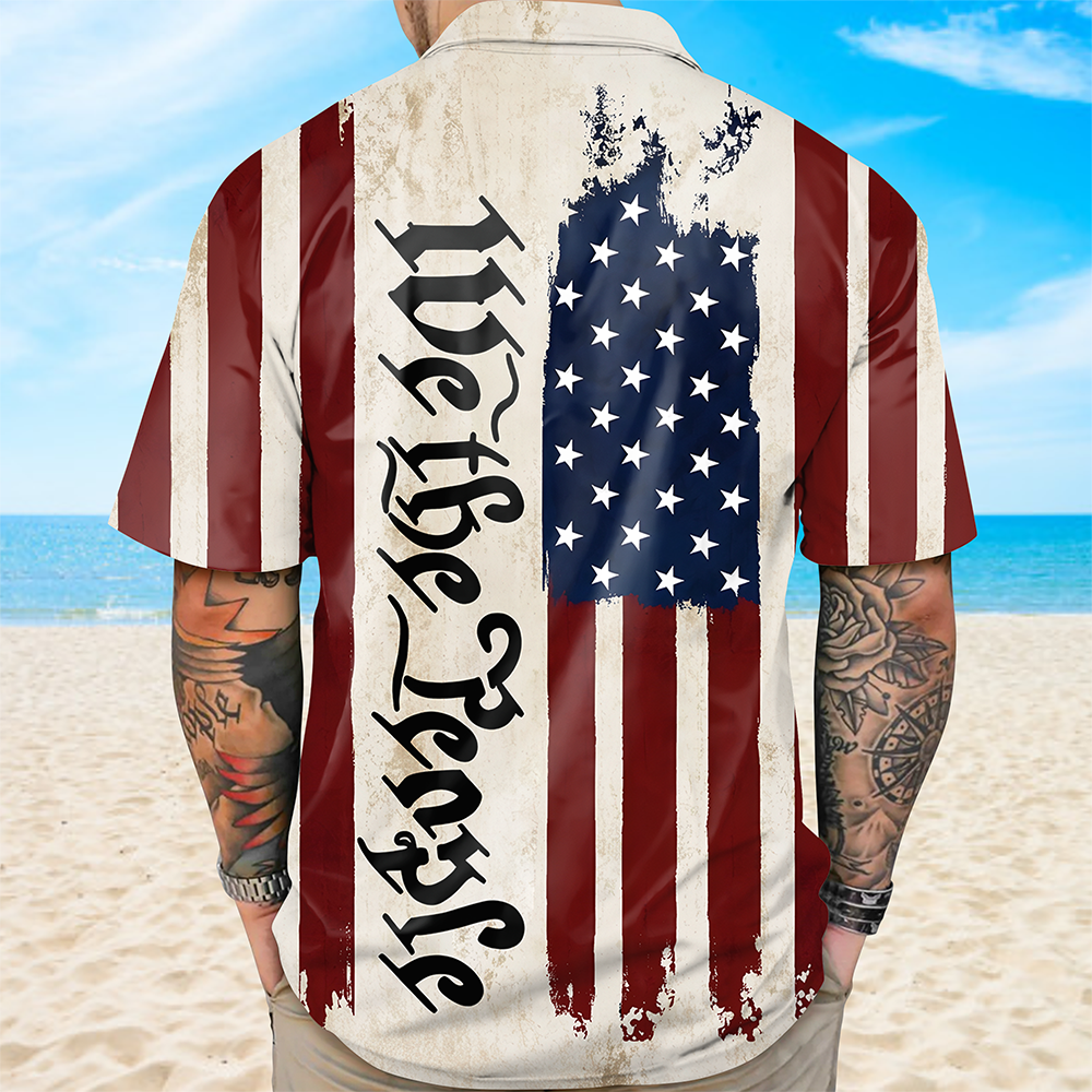 Personalized Hawaiian Shirt American Flag Gift for 4th of July HN590 - AOP Hawai Shirt GradoCreations