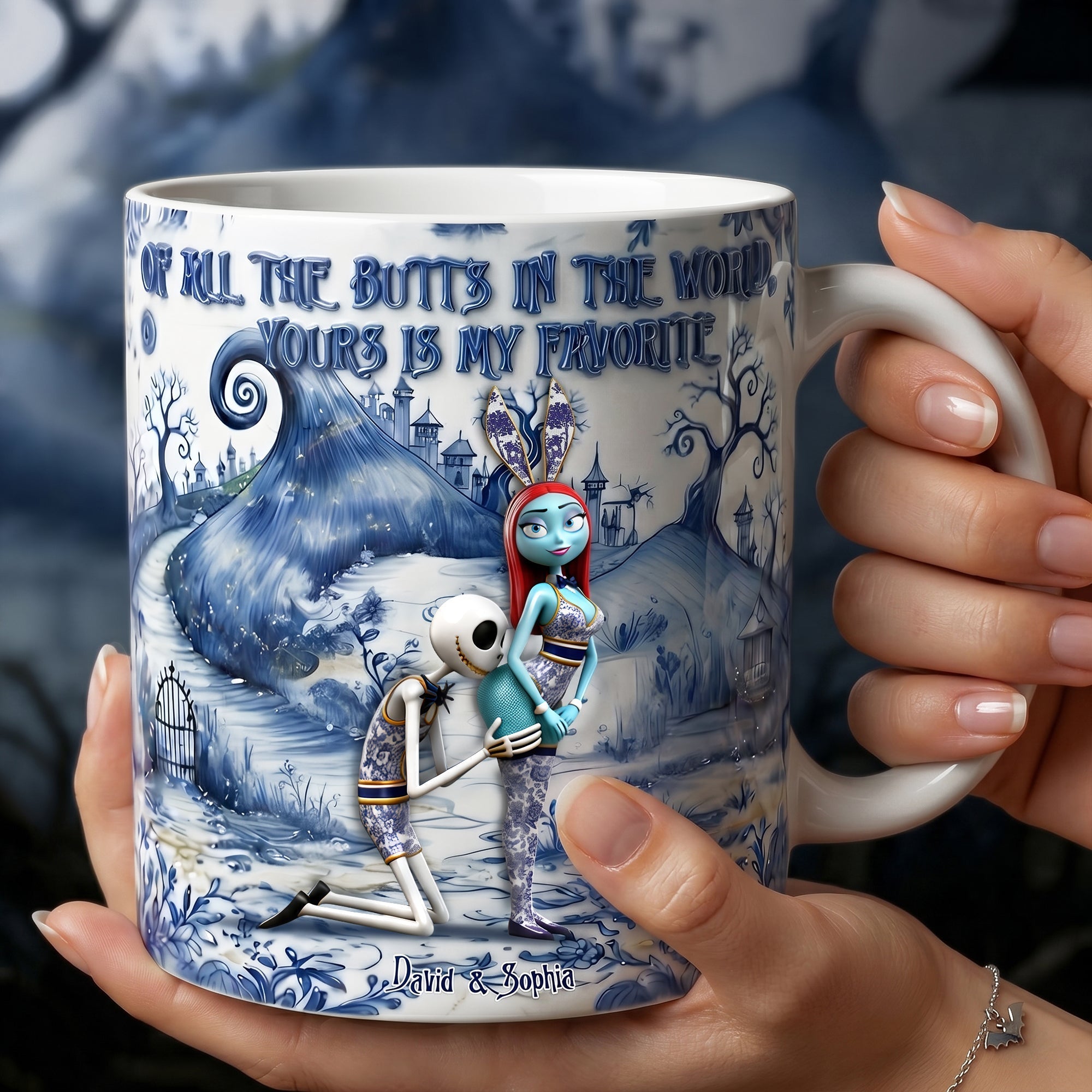 Personalized Skeleton Couple Mug Custom Name Gift Idea Mug GradoCreations