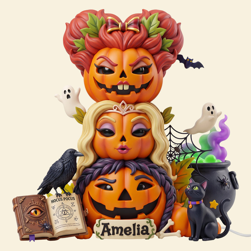 Personalized Acrylic Light Box Witch Pumpkin Stack Halloween Décor Acrylic Light Box GradoCreations