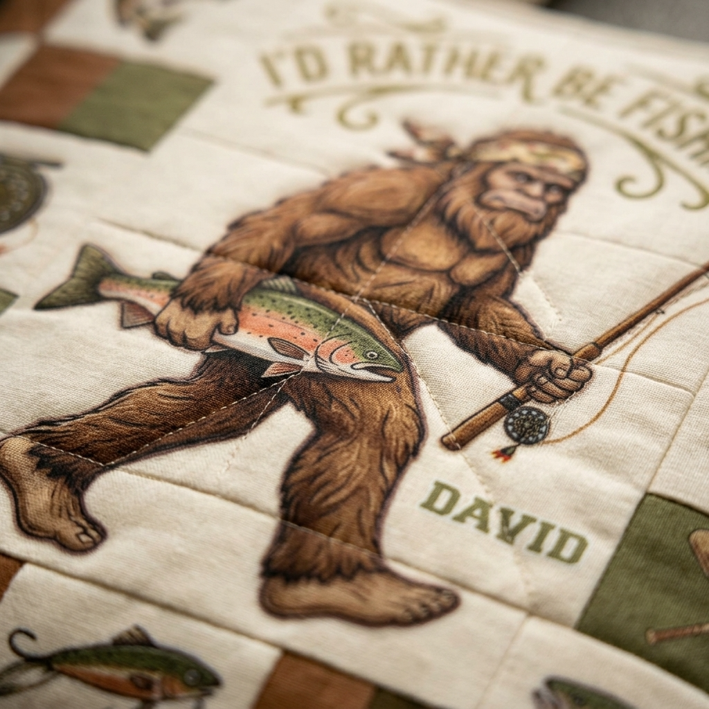 Personalized Bigfoot Fishing Tote Bag Custom Name Gift for Dad
