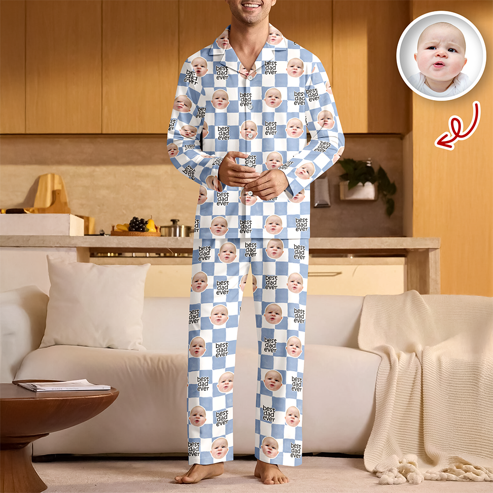 Personalized Baby Face Retro Pajamas Gift for Dad/Mom HN590 - Pajamas FIX GradoCreations