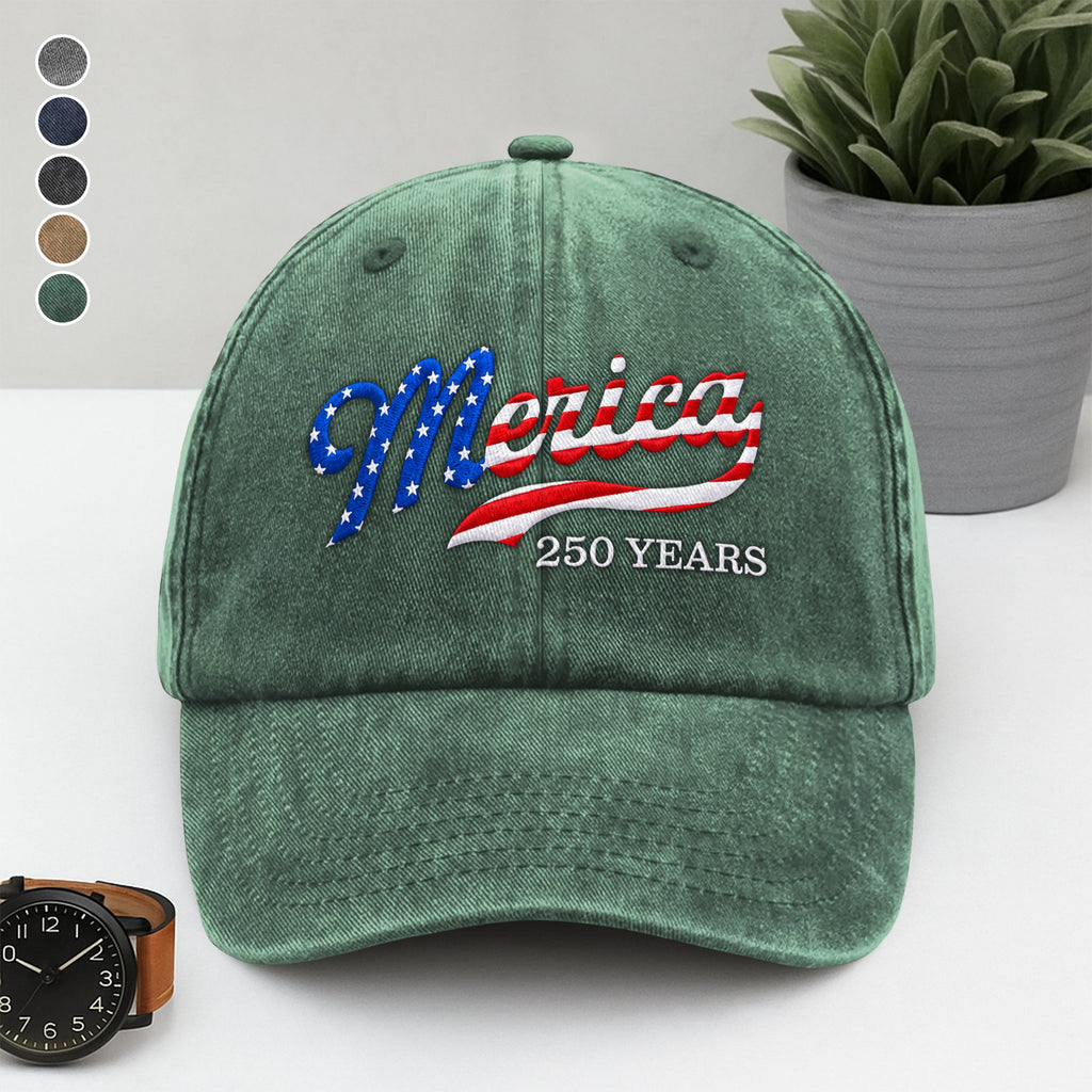 Personalized Embroidered Baseball Cap Merica Gift for Dad HN590 - Embroidered Baseball Cap GradoCreations