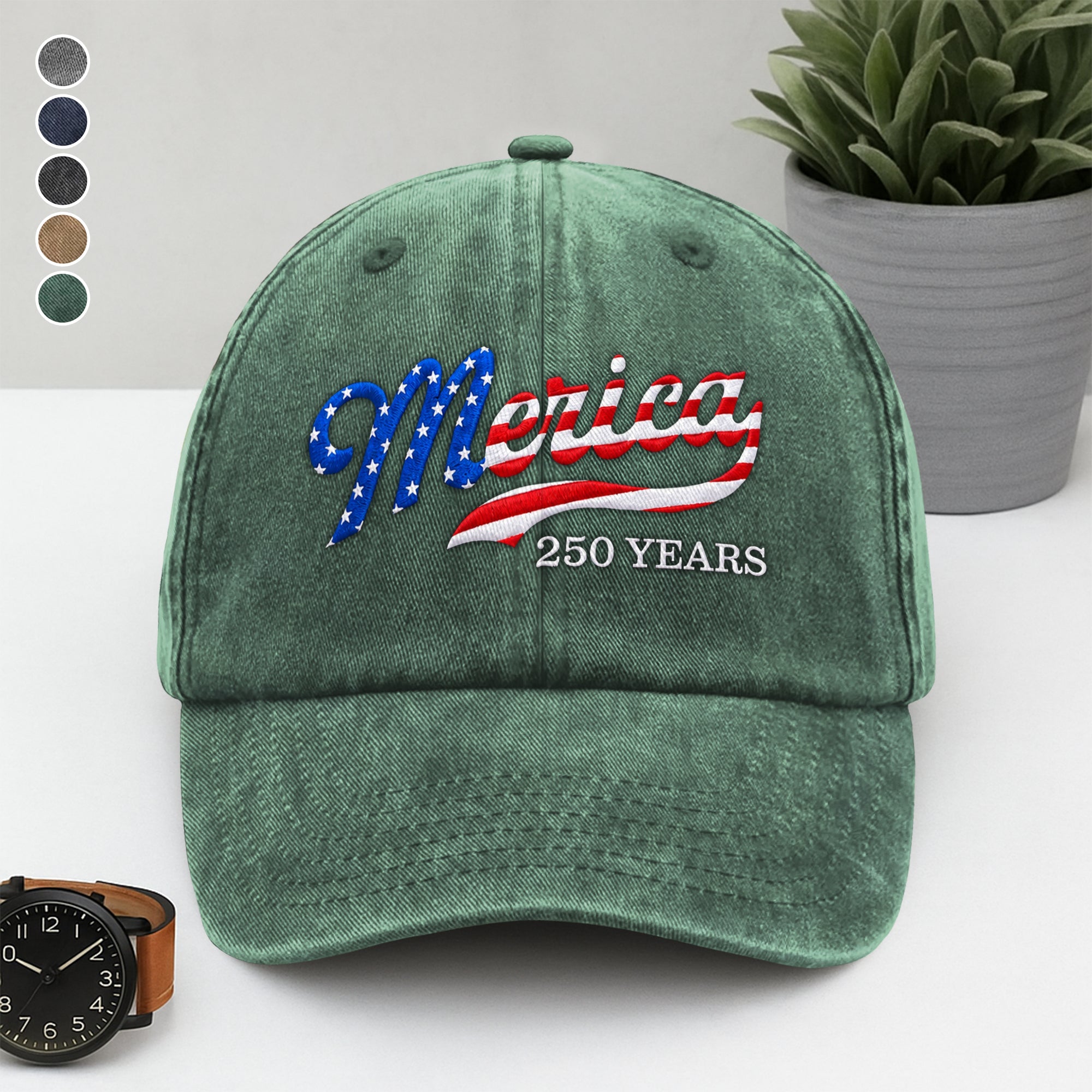 Personalized Embroidered Baseball Cap Merica Gift for Dad HN590 - Embroidered Baseball Cap GradoCreations
