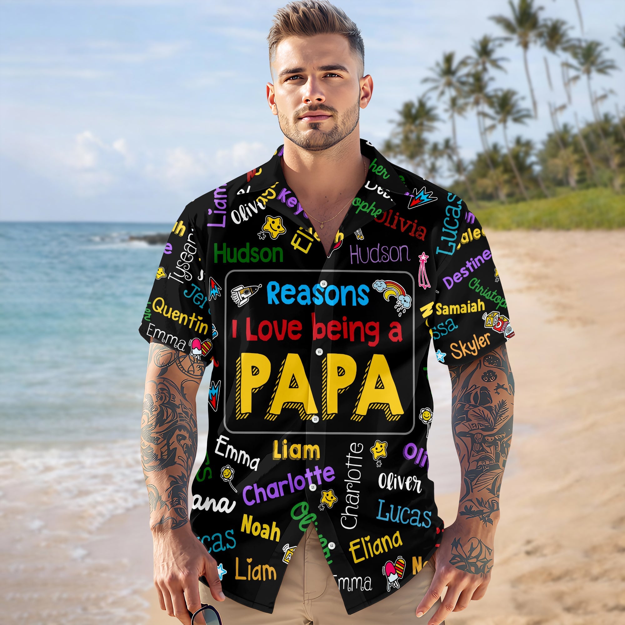 Personalized Hawaiian Shirt Custom Kids Names Gift for Dad HN590 - AOP Hawai Shirt GradoCreations