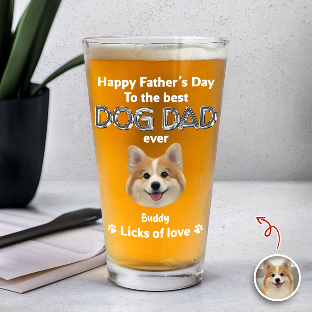 Personalized Beer Glass Custom Photo Gift for Dog Dad HN590 - Print Beer Glass GradoCreations