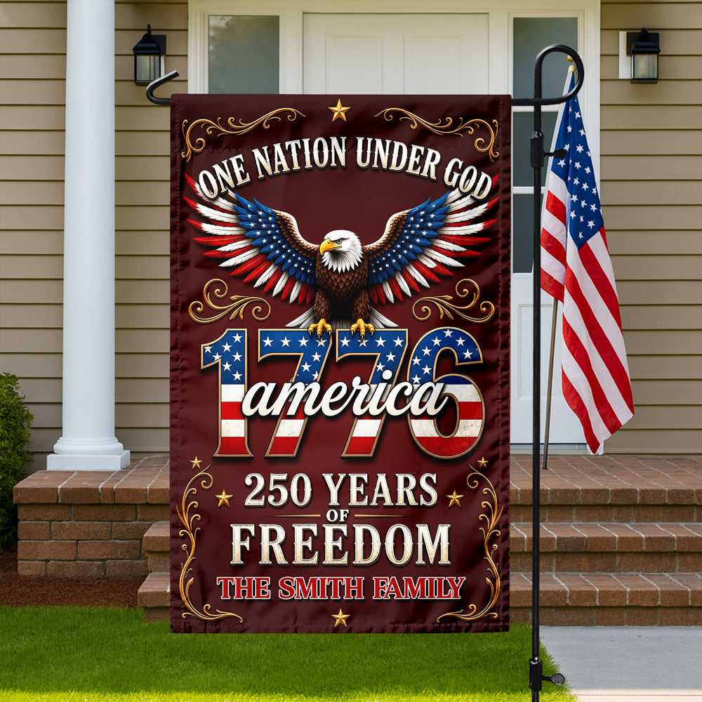 Personalized One Nation Under God Family Garden Flag Gift Idea HN590 - Garden Flag GradoCreations