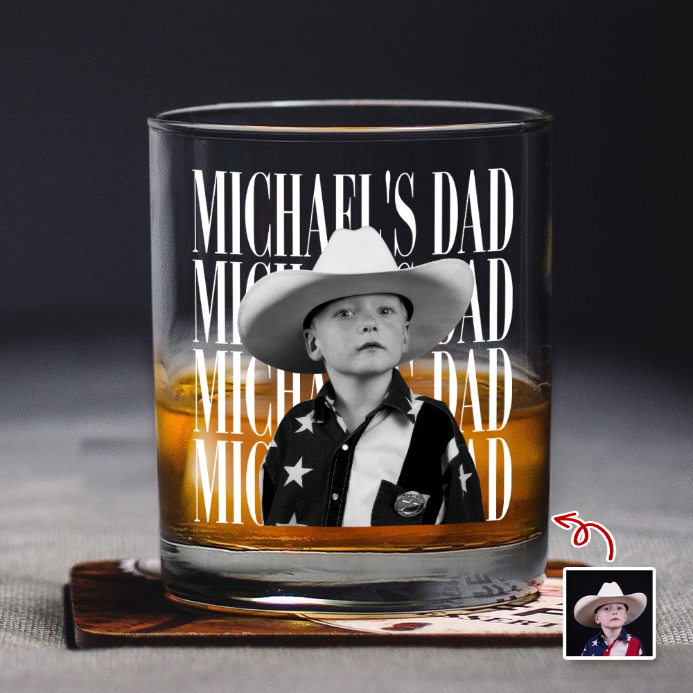 Personalized Vintage Photo Whiskey Glass Custom Gift for Dad HN590 - Print Rock Glass GradoCreations