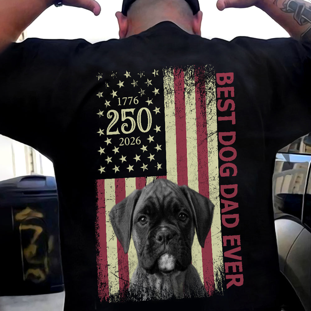 Personalized Dog Dad Shirt Custom Photo 4th of July Gift HN590 - Tshirt Back GradoCreations