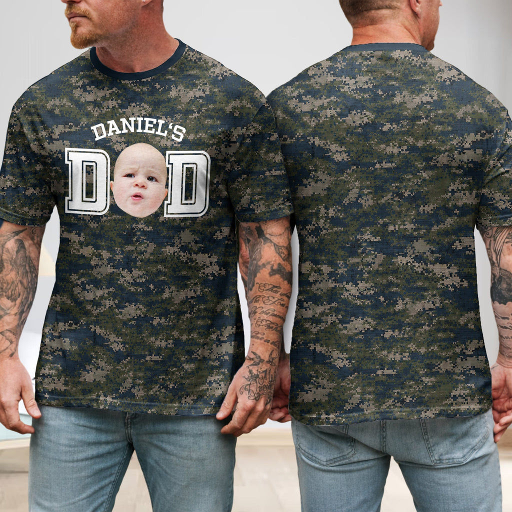 Personalized Camo Photo T-Shirt Custom Gift for Dad HN590 - AOP Tshirt GradoCreations