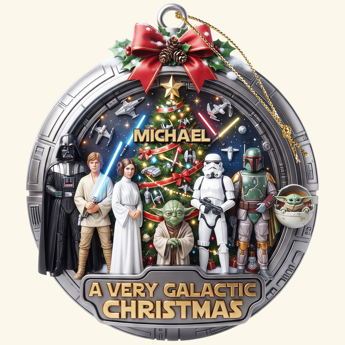 Personalized Galactic Christmas Acrylic Ornament Custom Name Gift Ornament GradoCreations