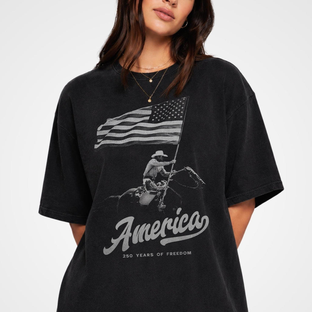Personalized 250 Years of Freedom Independence Day Shirt Gift for Cowboy Comfort Shirt FIX GradoCreations