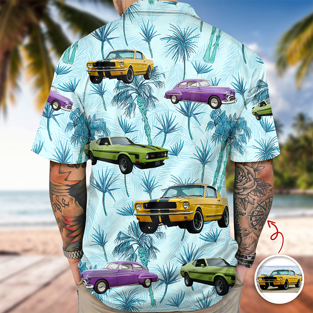 Personalized Classic Car Photo Hawaiian Shirt Gift for Dad HN590 - AOP Hawai Shirt GradoCreations