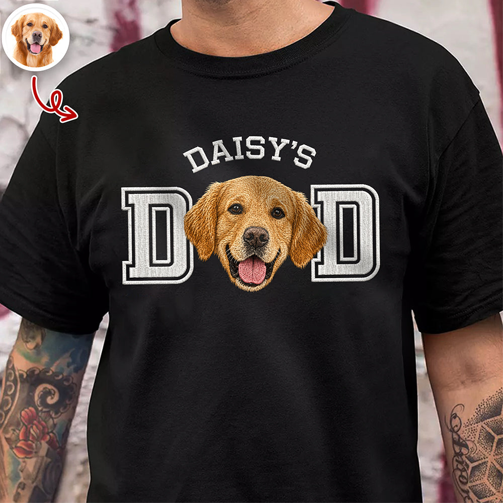 Personalized Embroidered Shirt Custom Photo Gift for Dog Dad HN590 - Embroidered Shirt GradoCreations