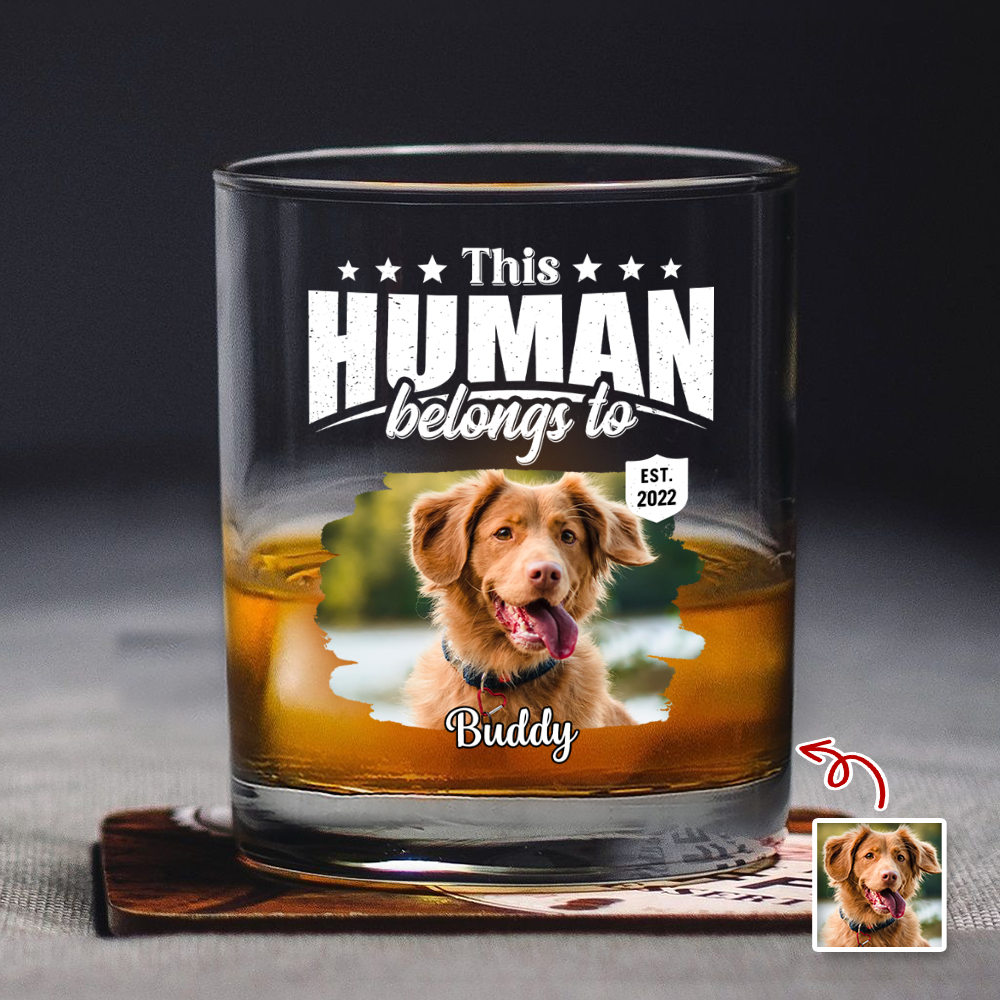 Personalized Rock Glass Custom Pet Photo Gift for Dog Dad HN590 - Print Rock Glass GradoCreations
