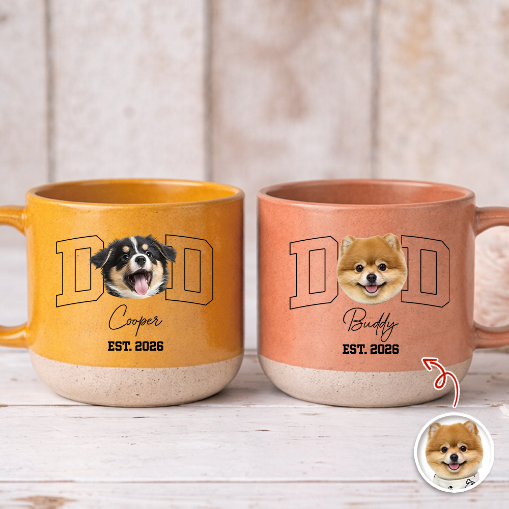 Personalized Pottery Mug Custom Photo Gift for Dog Dad HN590 - Pottery Mug GradoCreations