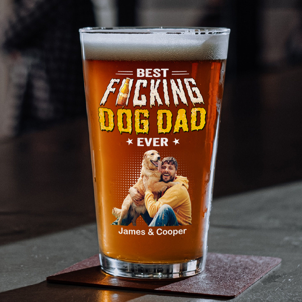 Personalized Photo Beer Glass Best Dog Dad Gift for Father's Day HN590 - Print Beer Glass GradoCreations