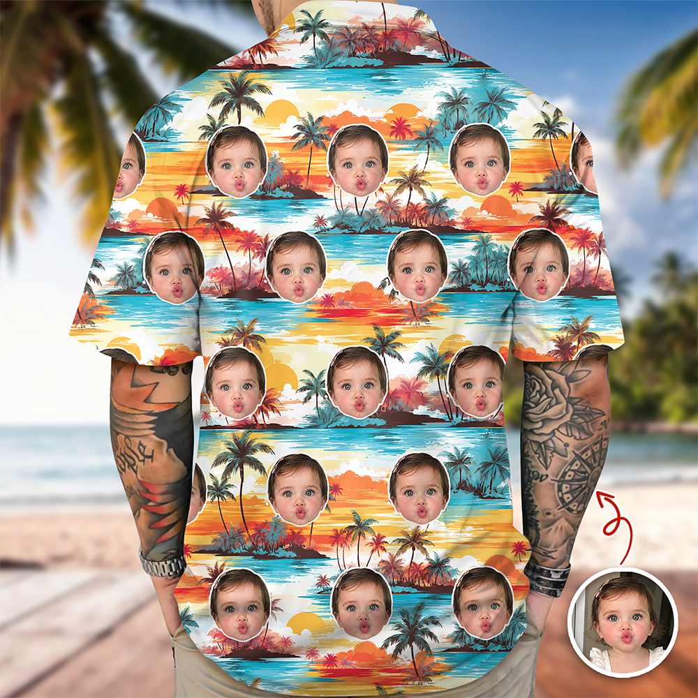Custom Photo Hawaiian Shirt Personalized Gift for Dad HN590 - AOP Hawai Shirt GradoCreations