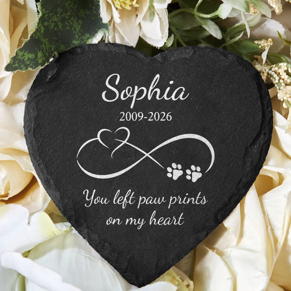Personalized Heart Shaped Pet Memorial Grave Marker Stone Gift HN590 - Heart Shaped Stone GradoCreations