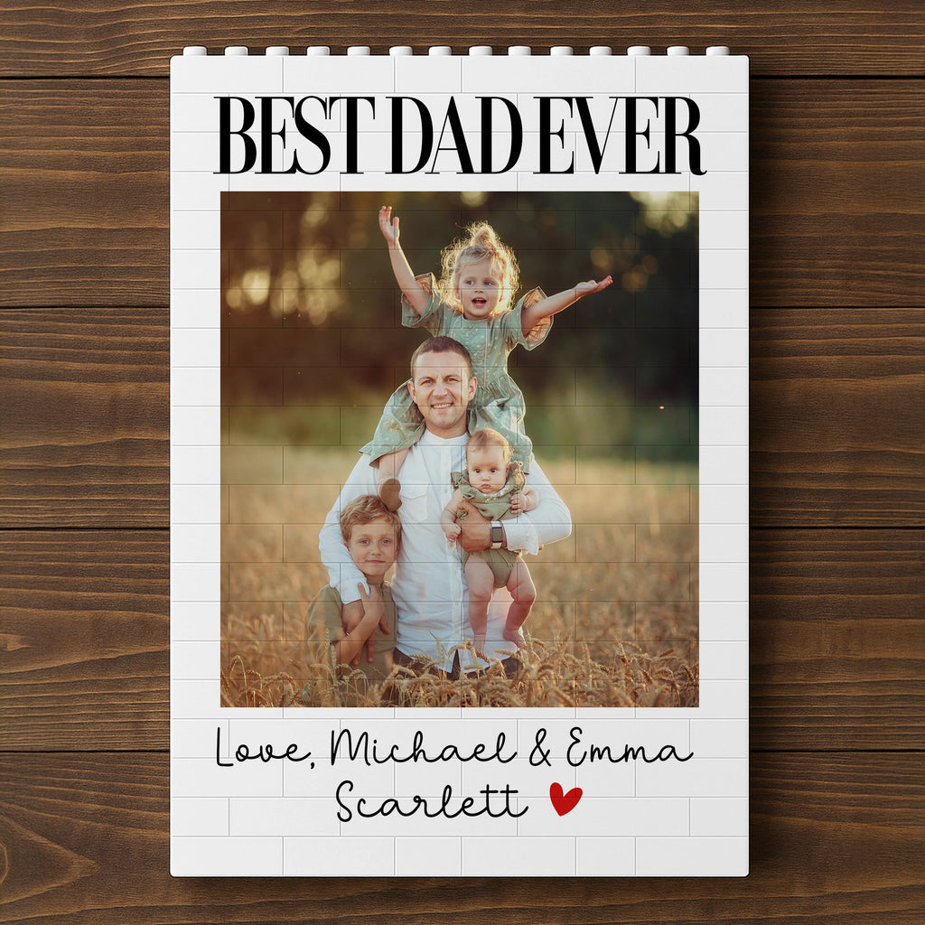 Personalized Building Blocks Photo Gift for Dad from Kids HN590 - Building Blocks fix GradoCreations