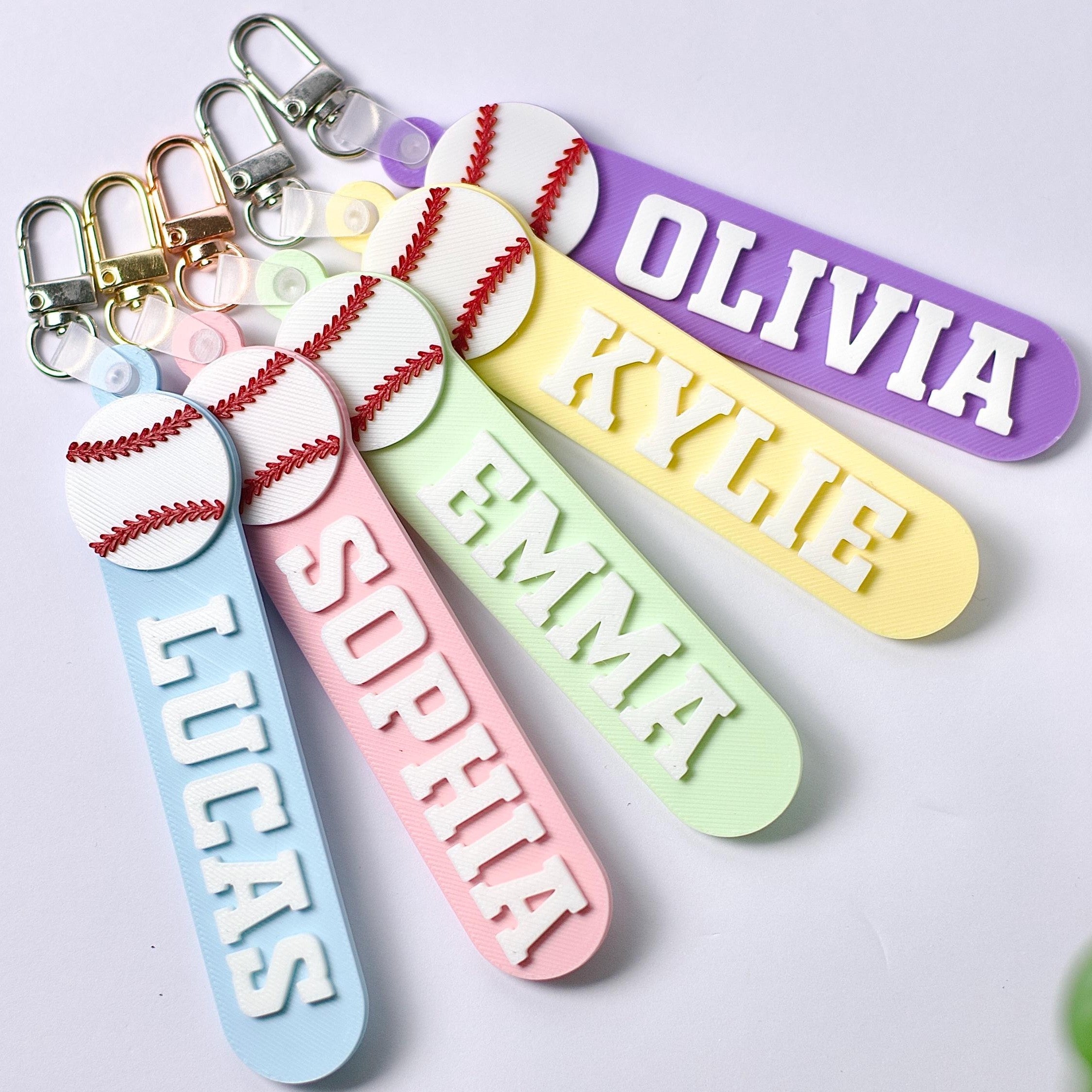 Personalized Baseball Bag Tag Keychain Custom Name Gift for Players HN590 - Baseball Bag Tag Keychain FIX GradoCreations