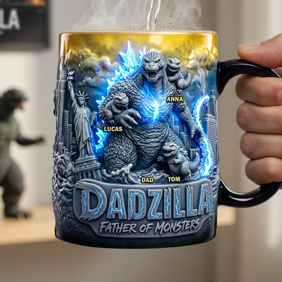 Personalized Color Changing Mug Funny Dad Godzilla Gift