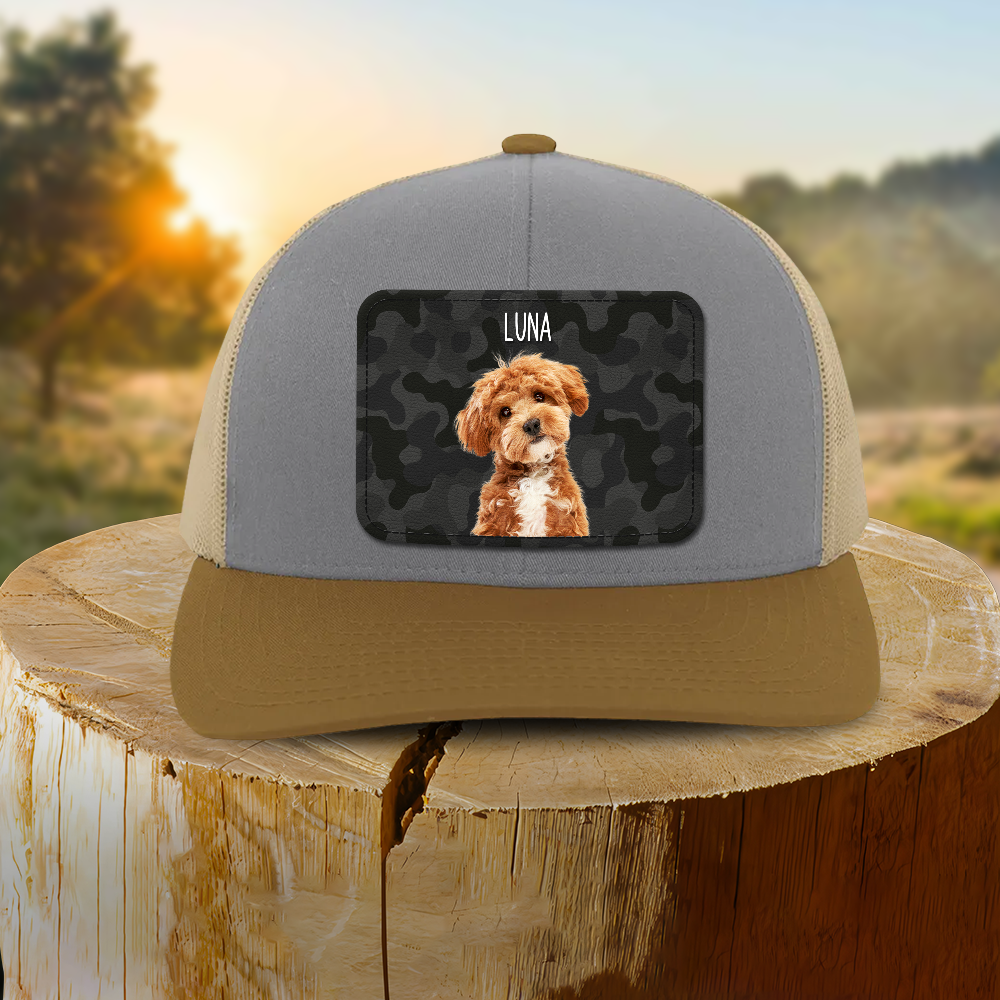 Personalized Dog Photo Leather Patch Hat Custom Gift for Dog Dad HN590 - Leather Patch Hat GradoCreations