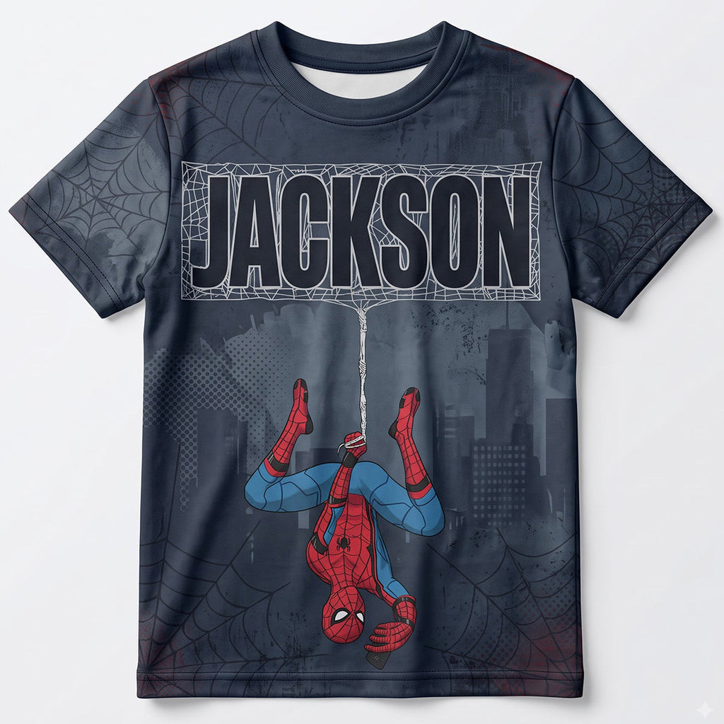 Personalized Spider-Man 3D T-Shirt Custom Name Gift for Him AOP Tshirt GradoCreations