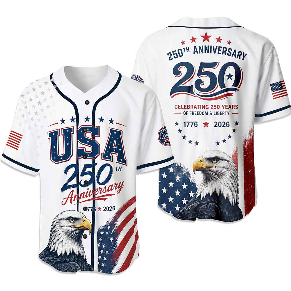 Personalized 250th Anniversary Baseball Jersey Shirt USA Gift Jersey Baseball Shirt GradoCreations