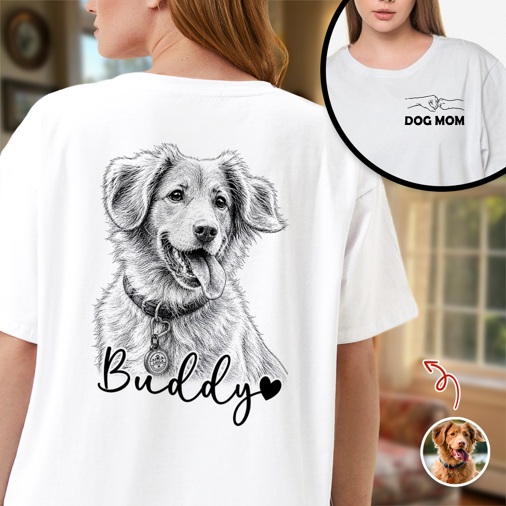 Personalized Dog Dad T-Shirt Custom Photo Gift for Dog Lovers HN590 - Tshirt Back & Front Fix GradoCreations