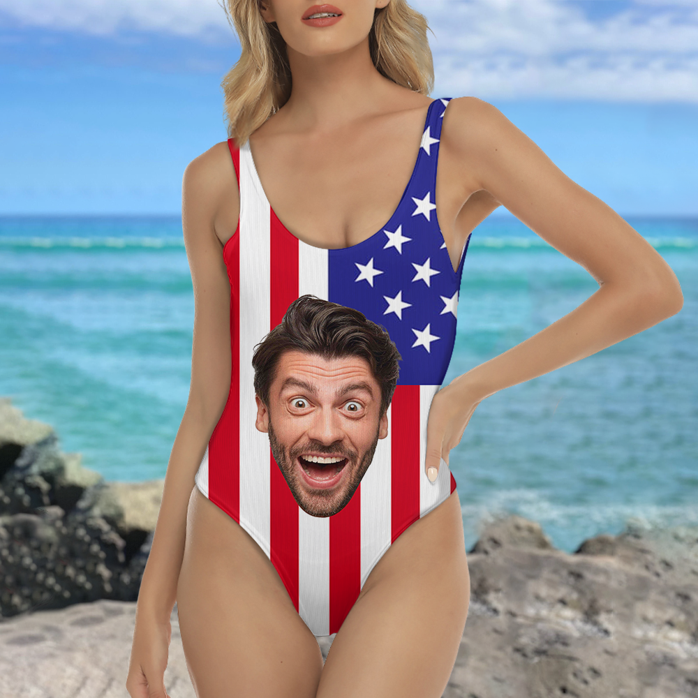 Personalized Funny Face Swimsuit Custom Photo Gift for Her HN590 - Swimsuit GradoCreations