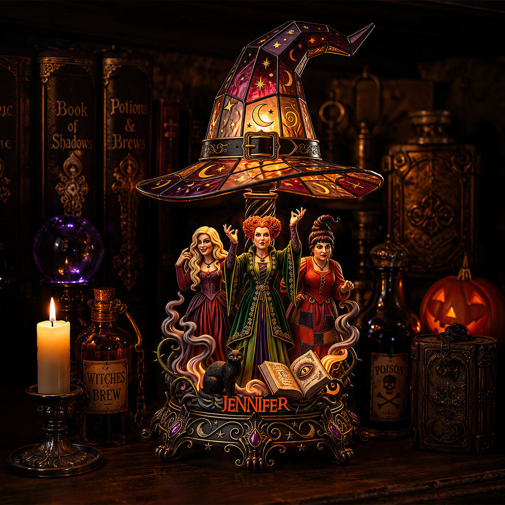 Personalized Acrylic Light Box with Witches Design - Halloween Decor Gift Acrylic Light Box GradoCreations