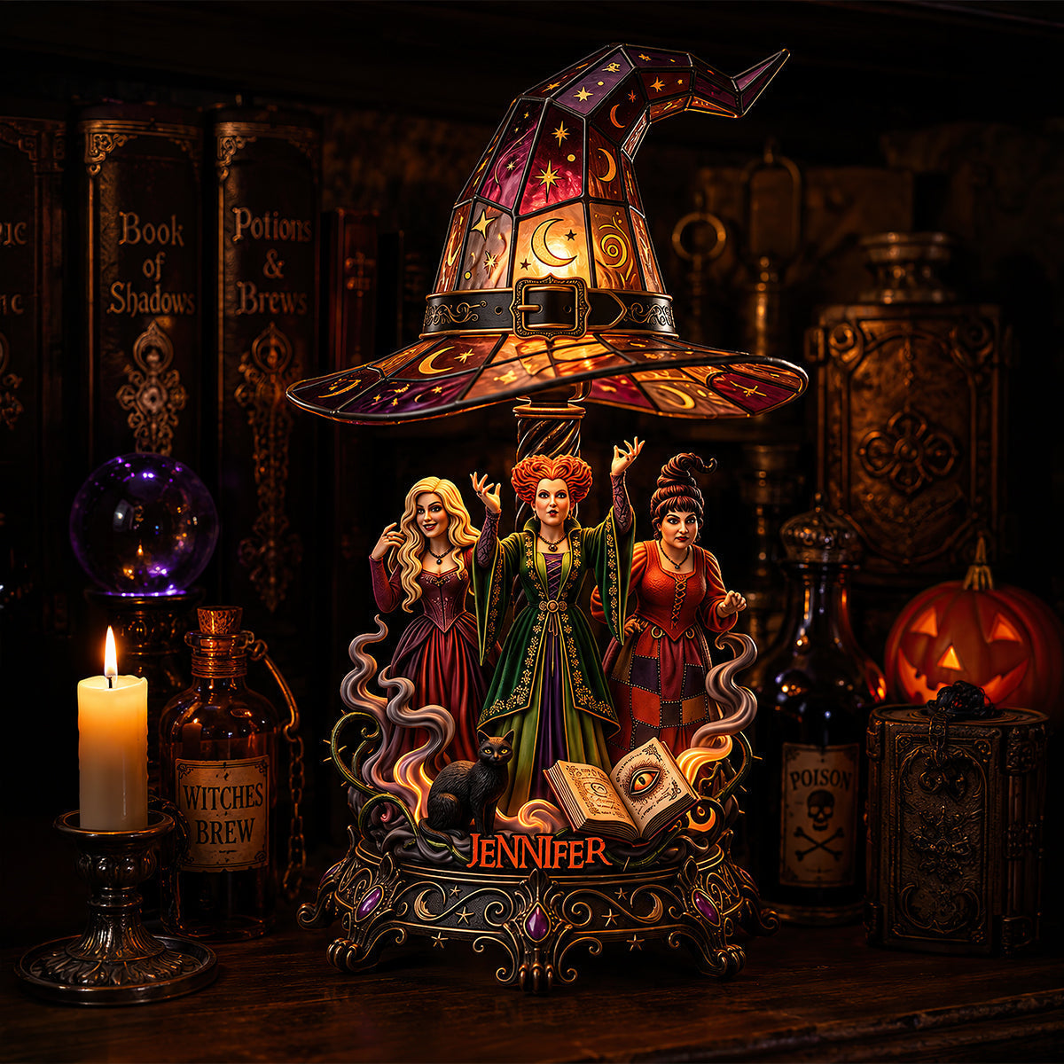 Personalized Acrylic Light Box with Witches Design - Halloween Decor Gift Acrylic Light Box GradoCreations