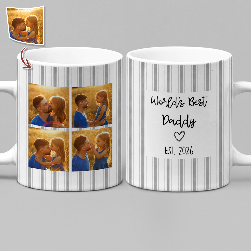 Personalized Photo Mug Gift for Dad Custom Design Father's Day HN590 - edge to edge mug GradoCreations