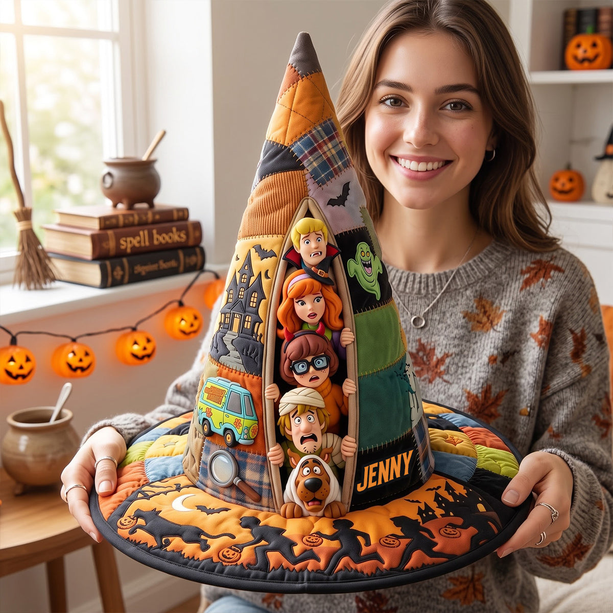 Personalized Quilted Witch Hat for Halloween | Unique Gift for Movie Fans Quilt Witch Hat GradoCreations