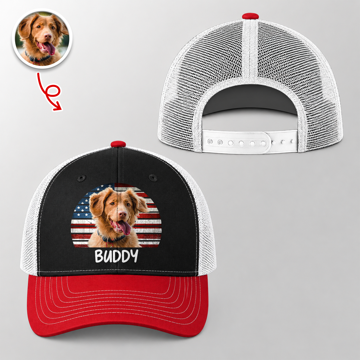 Personalized Vintage Dog Photo Trucker Hat Custom Gift for Dog Dad HN590 - Print Trucker Hat GradoCreations