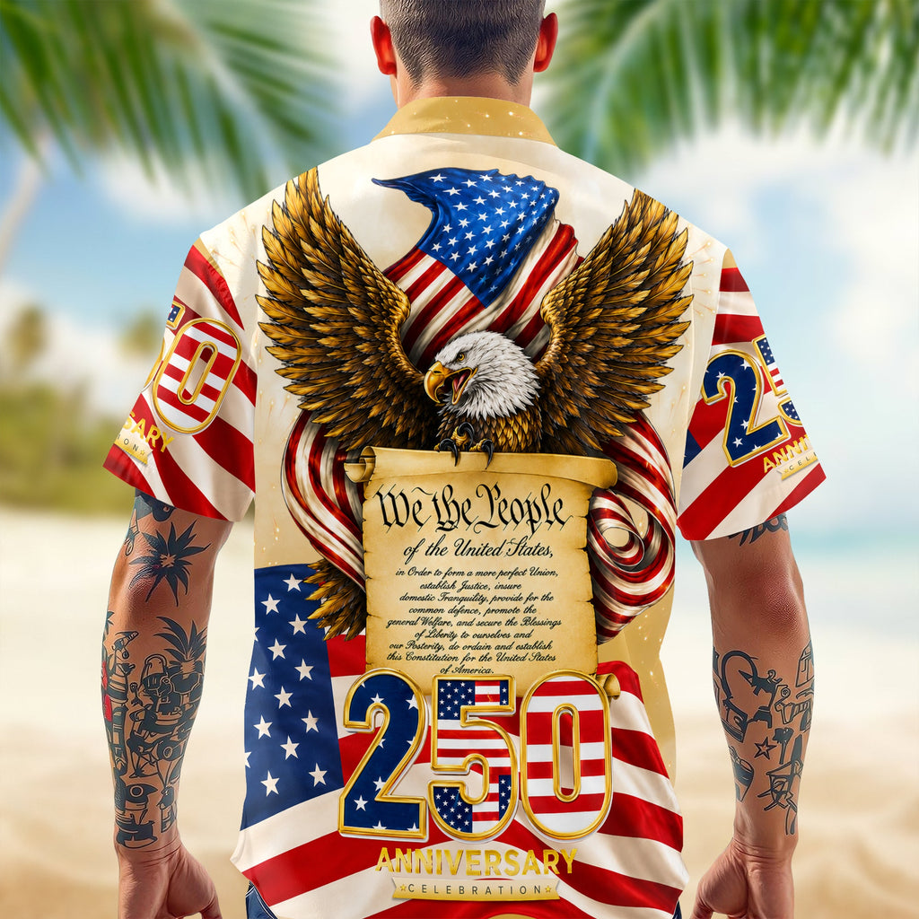Personalized Patriotic Hawaii Shirt 250th Anniversary Gift for Dad HN590 - AOP Hawai Shirt GradoCreations