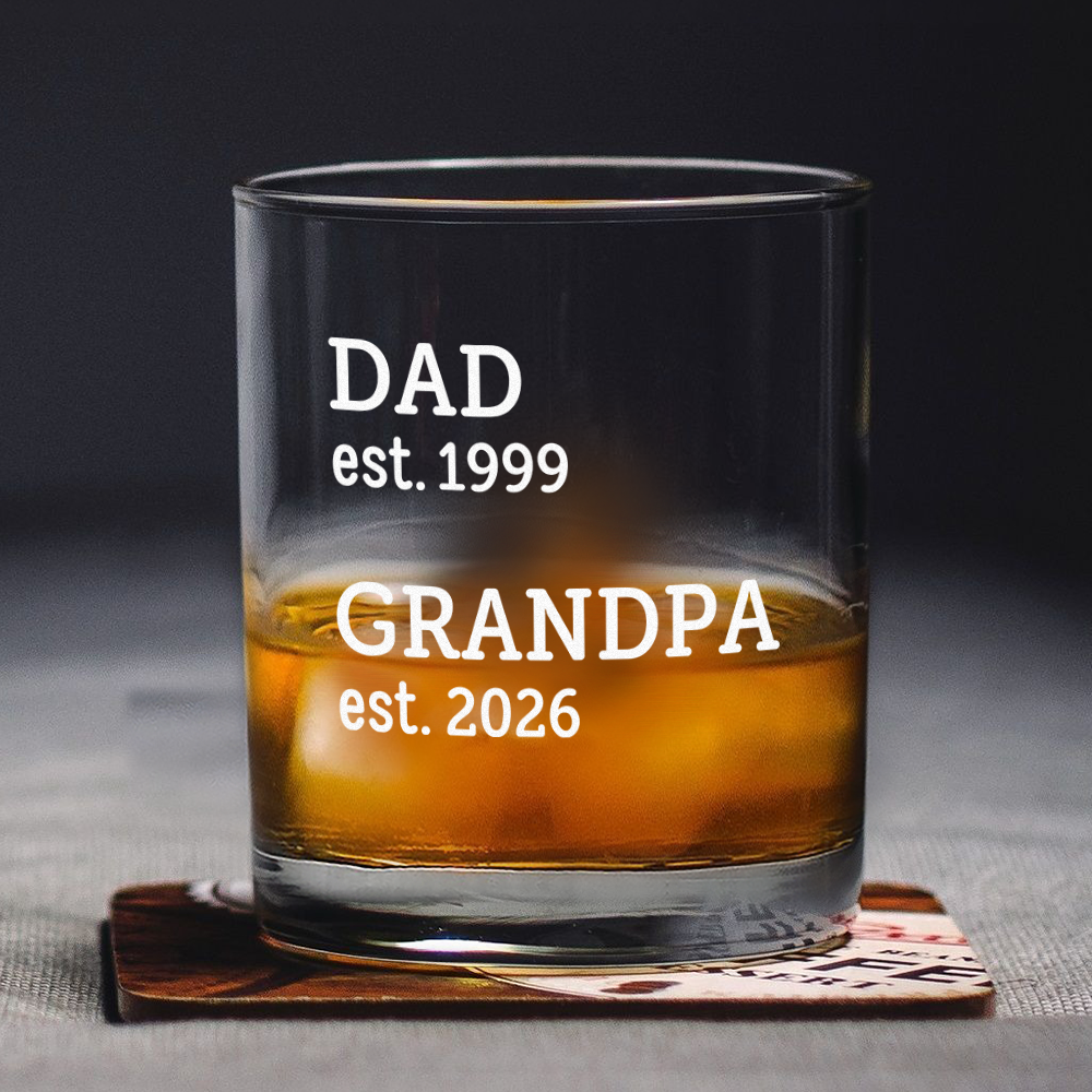 Personalized Whiskey Glass Custom Dad Gift for Father's Day HN590 - Print Rock Glass GradoCreations