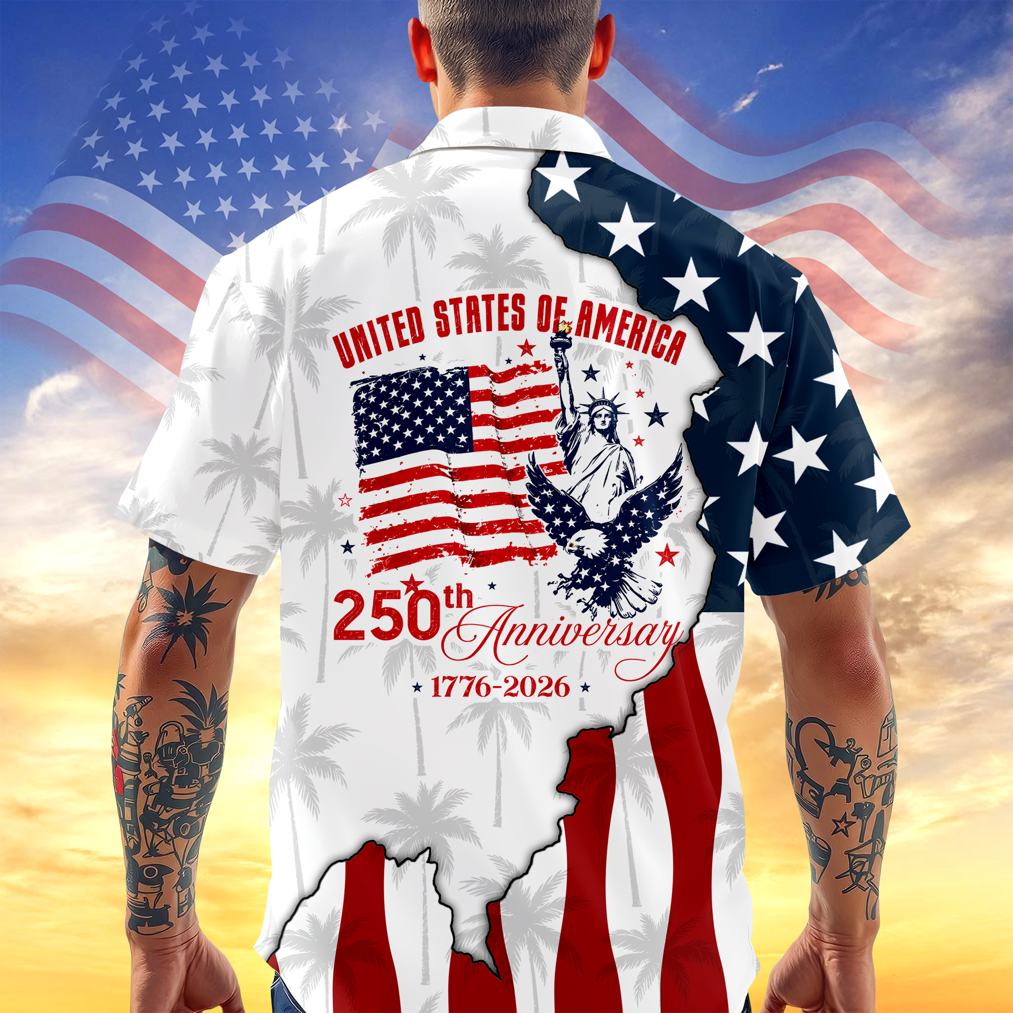 Personalized American Flag Hawaiian Shirt 250th Anniversary Gift HN590 - AOP Hawai Shirt GradoCreations