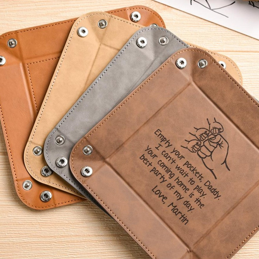 Personalized Leather Valet Tray Gift for Dad | Father's Day HN590 - Leather Valet Tray FIX GradoCreations