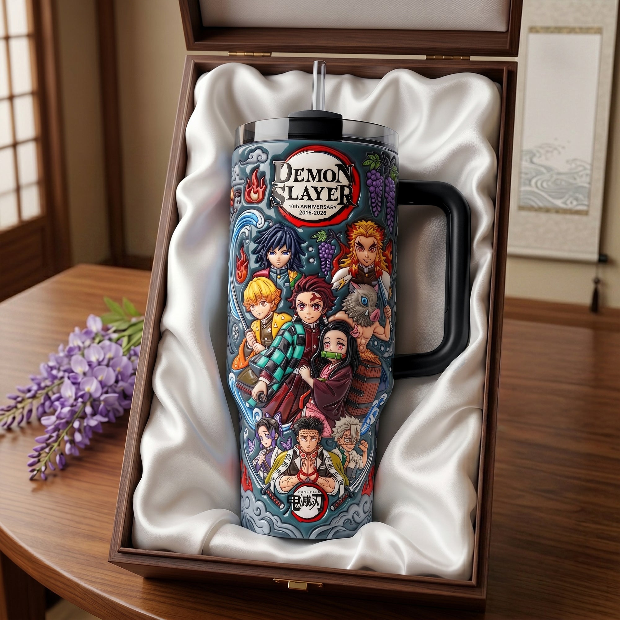 Personalized Demon Slayer Tumbler with Handle - Gift for Anime Fans Tumbler GradoCreations