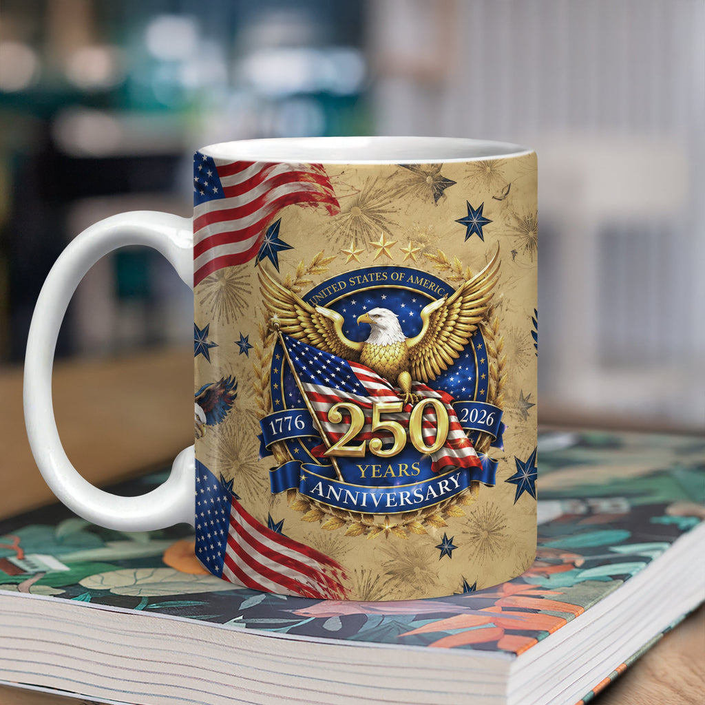 Personalized USA 250 Years Eagle Coffee Mug Custom Gift HN590 - edge to edge mug GradoCreations