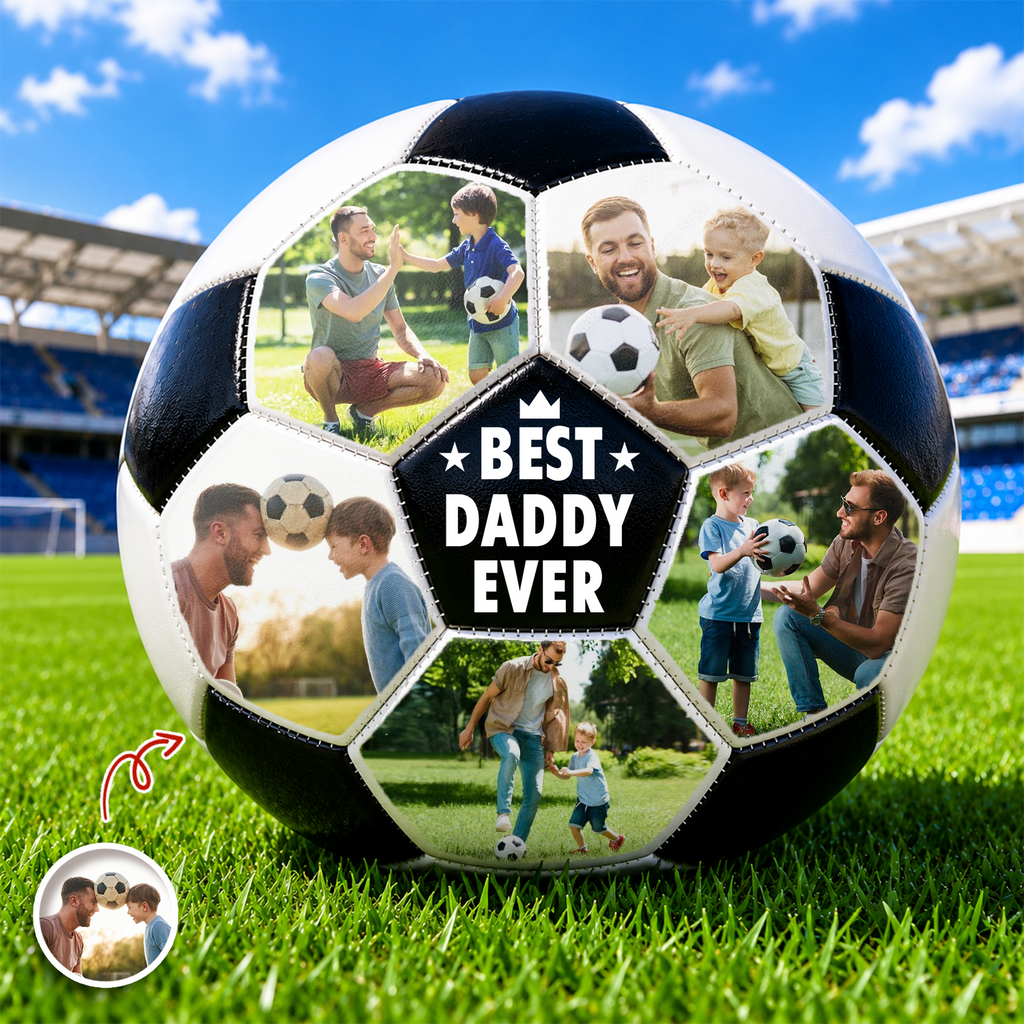 Custom Soccer Ball Gift for Dad Personalized Photo Best Coach Ever Baseball Ball Fix GradoCreations