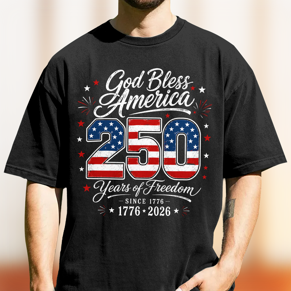 Personalized Comfort Shirt God Bless America 4th of July Gift Comfort Shirt GradoCreations