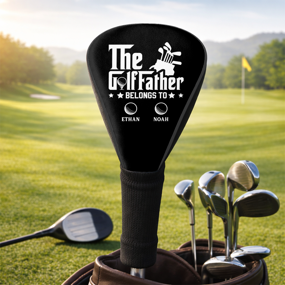 Personalized Golf Head Cover Custom Names Gift for Dad HN590 - Golf Club Head Cover GradoCreations